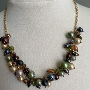 Gold Tone Premier Designs Jeweled Beads Necklace 20 Inches Long 1980's